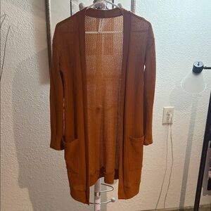 Tickled Teal Women's Open-Front Cardigan in Rust